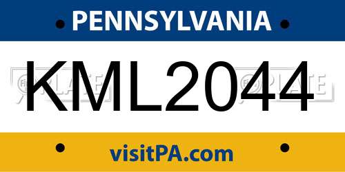 KML2044 Pennsylvania License Plate