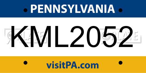 KML2052 Pennsylvania License Plate