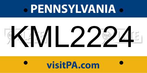 KML2224 Pennsylvania License Plate