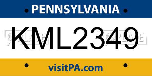 KML2349 Pennsylvania License Plate