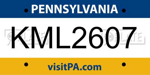 KML2607 Pennsylvania License Plate