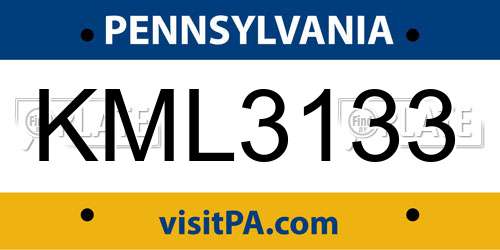 KML3133 Pennsylvania License Plate
