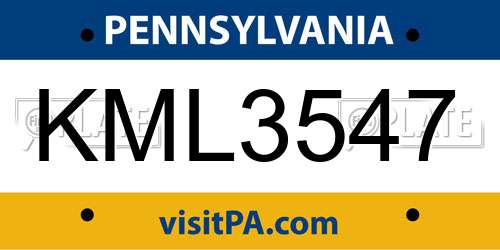 KML3547 Pennsylvania License Plate