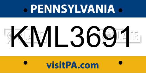 KML3691 Pennsylvania License Plate