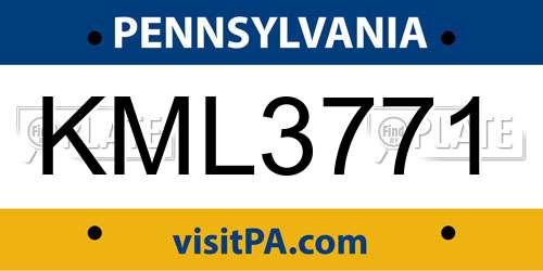 KML3771 Pennsylvania License Plate