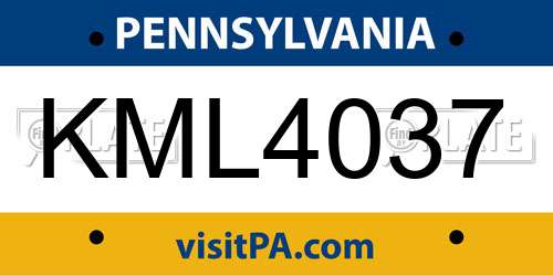KML4037 Pennsylvania License Plate