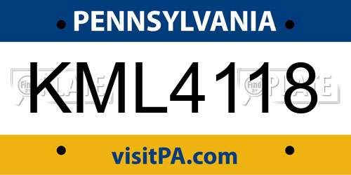 KML4118 Pennsylvania License Plate