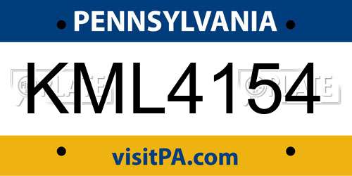 KML4154 Pennsylvania License Plate