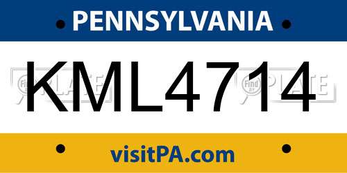 KML4714 Pennsylvania License Plate