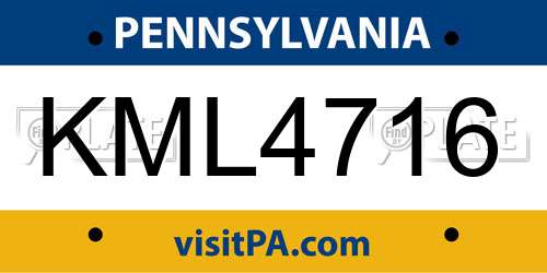 KML4716 Pennsylvania License Plate