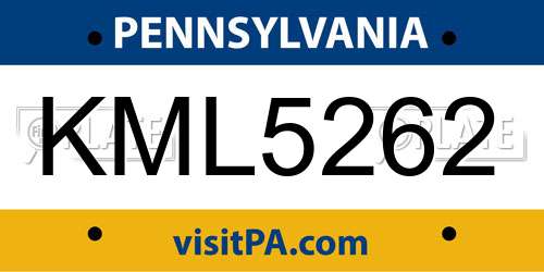 KML5262 Pennsylvania License Plate