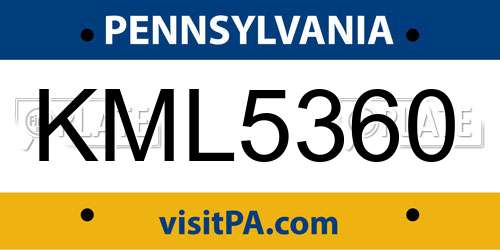KML5360 Pennsylvania License Plate