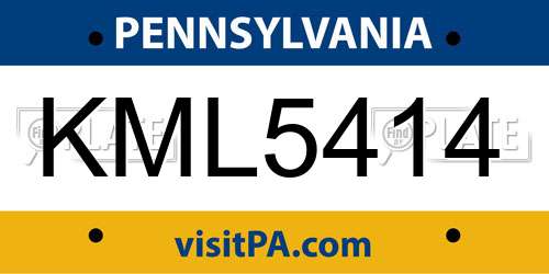 KML5414 Pennsylvania License Plate
