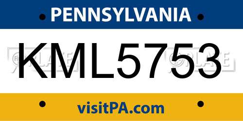 KML5753 Pennsylvania License Plate