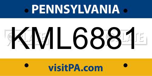 KML6881 Pennsylvania License Plate