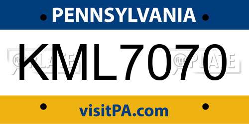 KML7070 Pennsylvania License Plate