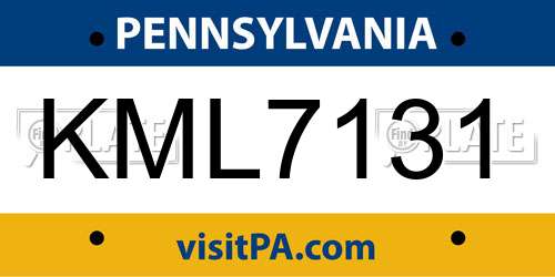 KML7131 Pennsylvania License Plate