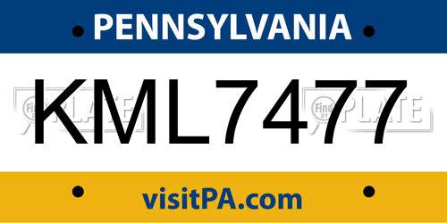 KML7477 Pennsylvania License Plate