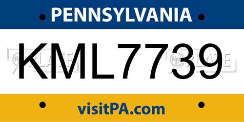 KML7739 Pennsylvania License Plate