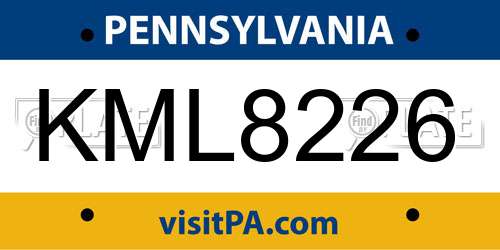 KML8226 Pennsylvania License Plate