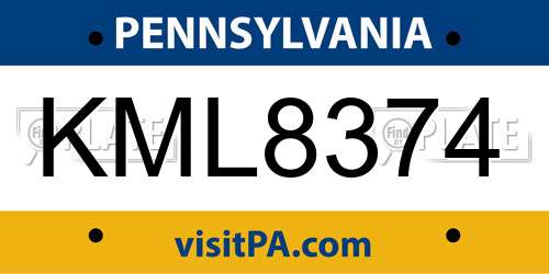 KML8374 Pennsylvania License Plate