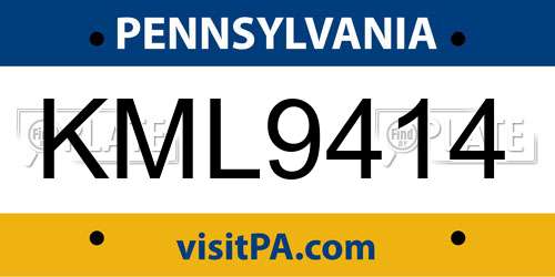 KML9414 Pennsylvania License Plate