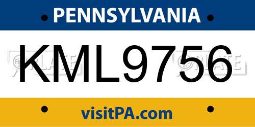 KML9756 Pennsylvania License Plate