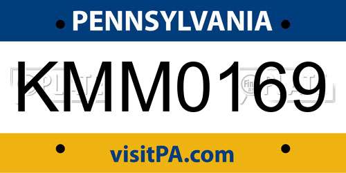 KMM0169 Pennsylvania License Plate