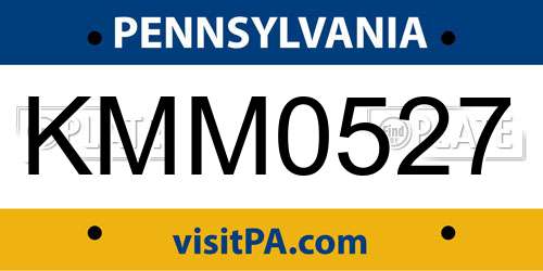 KMM0527 Pennsylvania License Plate