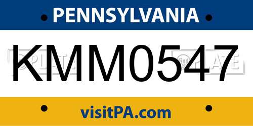 KMM0547 Pennsylvania License Plate