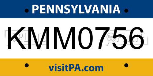 KMM0756 Pennsylvania License Plate
