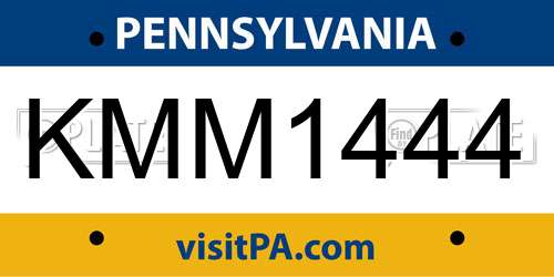 KMM1444 Pennsylvania License Plate