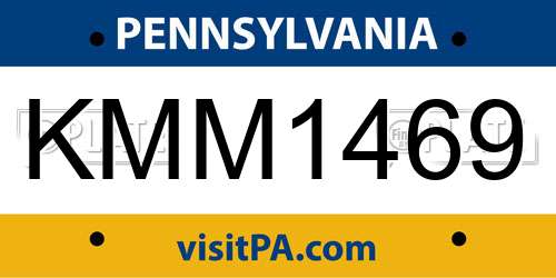 KMM1469 Pennsylvania License Plate