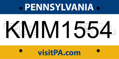 KMM1554 Pennsylvania License Plate