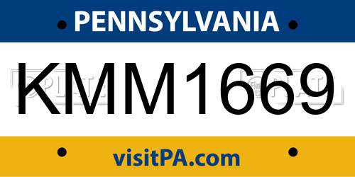 KMM1669 Pennsylvania License Plate