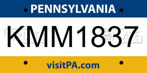 KMM1837 Pennsylvania License Plate