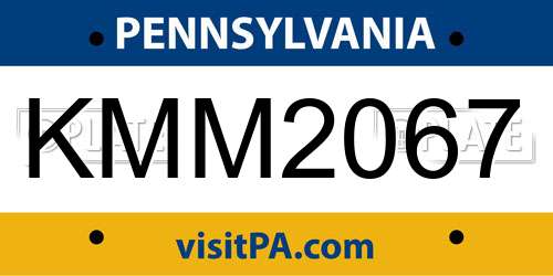KMM2067 Pennsylvania License Plate