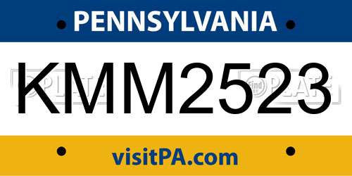 KMM2523 Pennsylvania License Plate