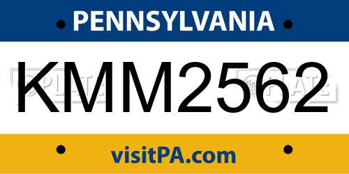KMM2562 Pennsylvania License Plate