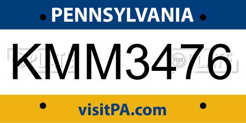 KMM3476 Pennsylvania License Plate