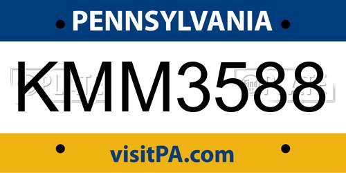 KMM3588 Pennsylvania License Plate