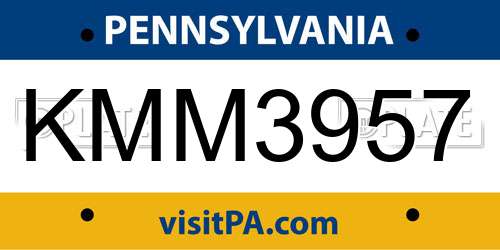 KMM3957 Pennsylvania License Plate