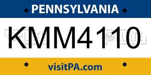 KMM4110 Pennsylvania License Plate
