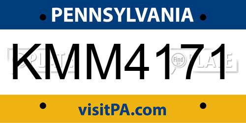 KMM4171 Pennsylvania License Plate