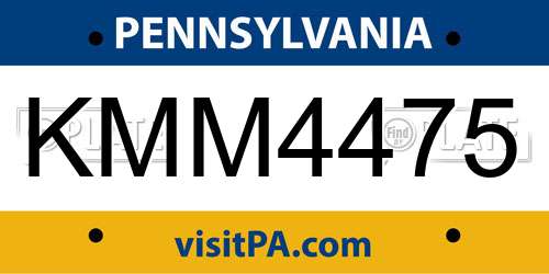 KMM4475 Pennsylvania License Plate