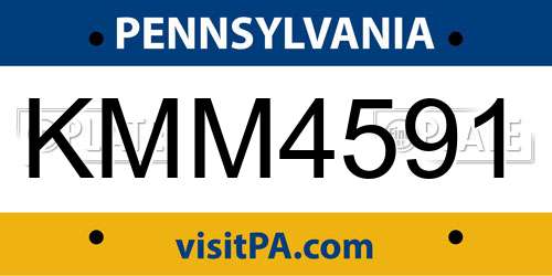KMM4591 Pennsylvania License Plate
