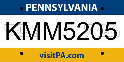 KMM5205 Pennsylvania License Plate