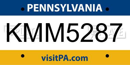 KMM5287 Pennsylvania License Plate