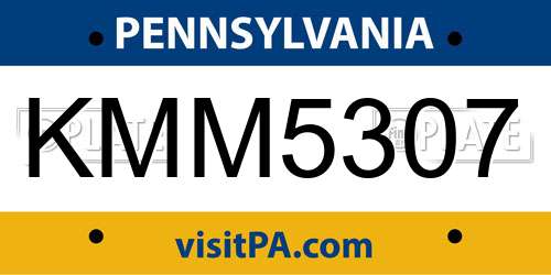 KMM5307 Pennsylvania License Plate