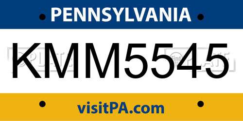 KMM5545 Pennsylvania License Plate